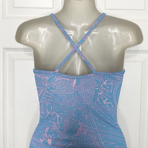 Nike Girls One-Piece Swimsuit Cross Back Blue Pink Size Large (12-13 years old) - Picture 7 of 9